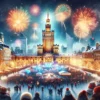 Vibrant New Year's Celebration in Warsaw with Fireworks