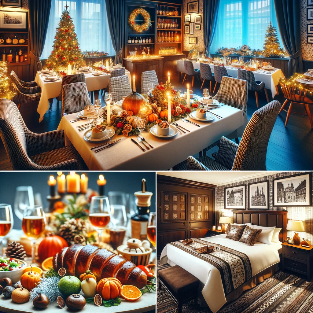 Cozy Family-Friendly Polish Restaurant in Warsaw Decorated for New Year's