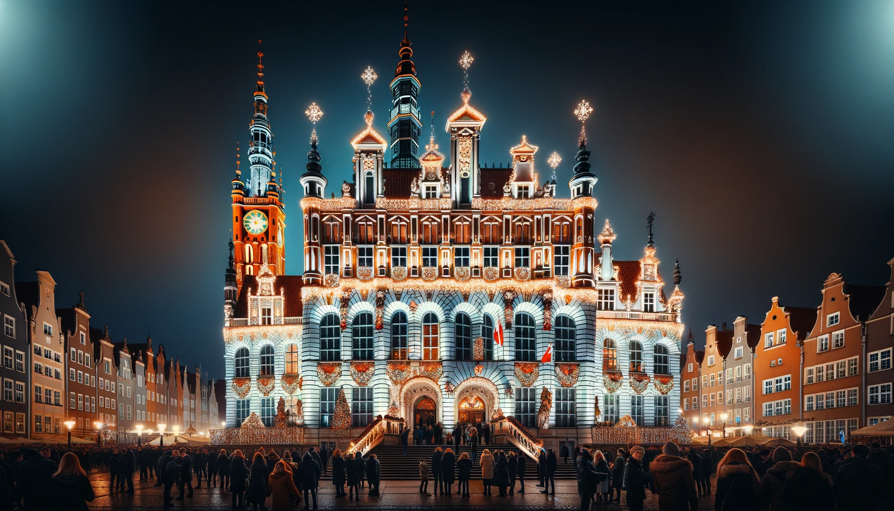 Festive Evening at Gdansk's Main Town Hall During New Year's Eve