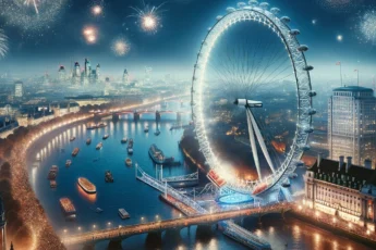 New Year's Eve at the London Eye with festive lights