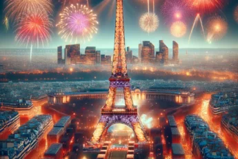 Eiffel Tower on New Year's Eve with Fireworks in Paris