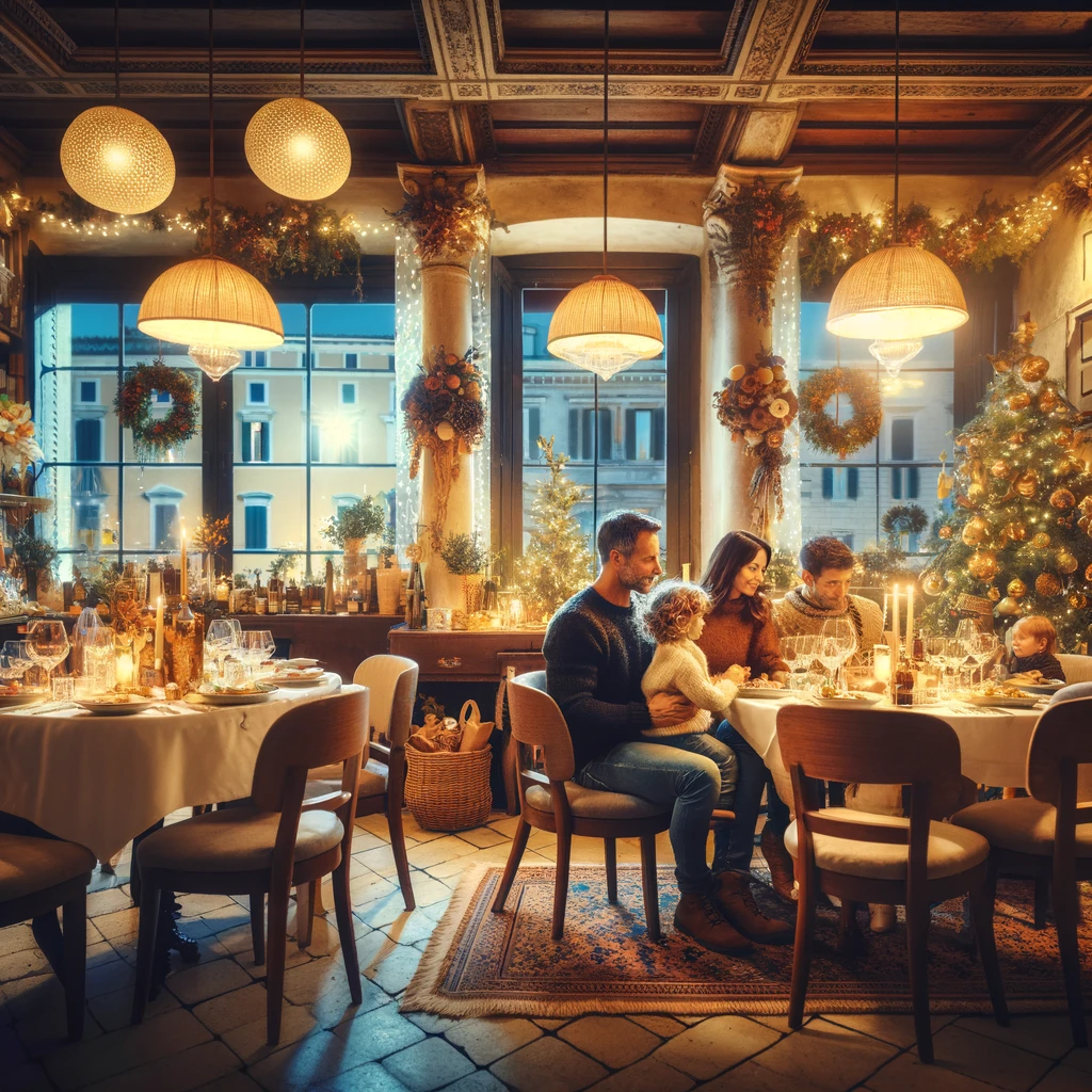 Warm and festive family-friendly restaurant in Rome on New Year's Eve
