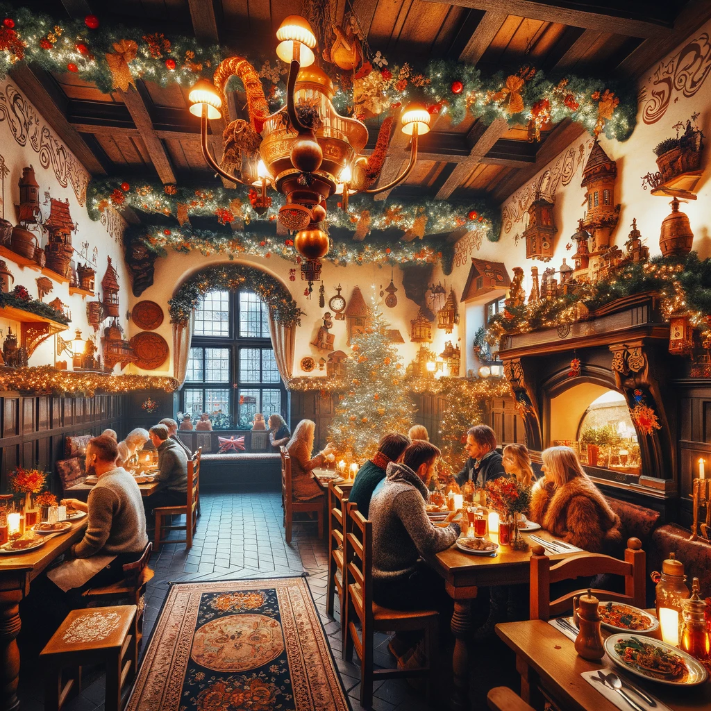Traditional Czech Restaurant in Prague During the Holiday Season