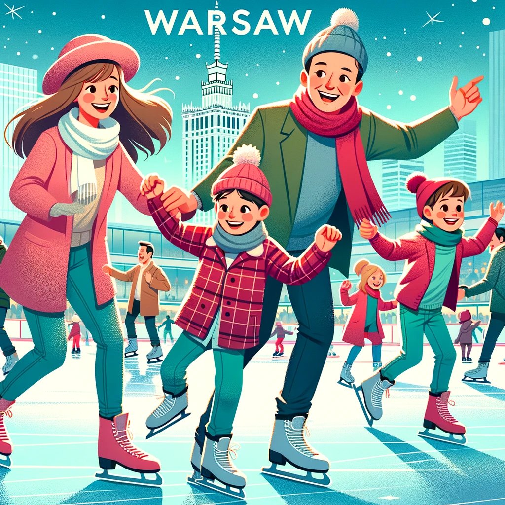 Family Ice Skating in Warsaw's Winter Wonderland