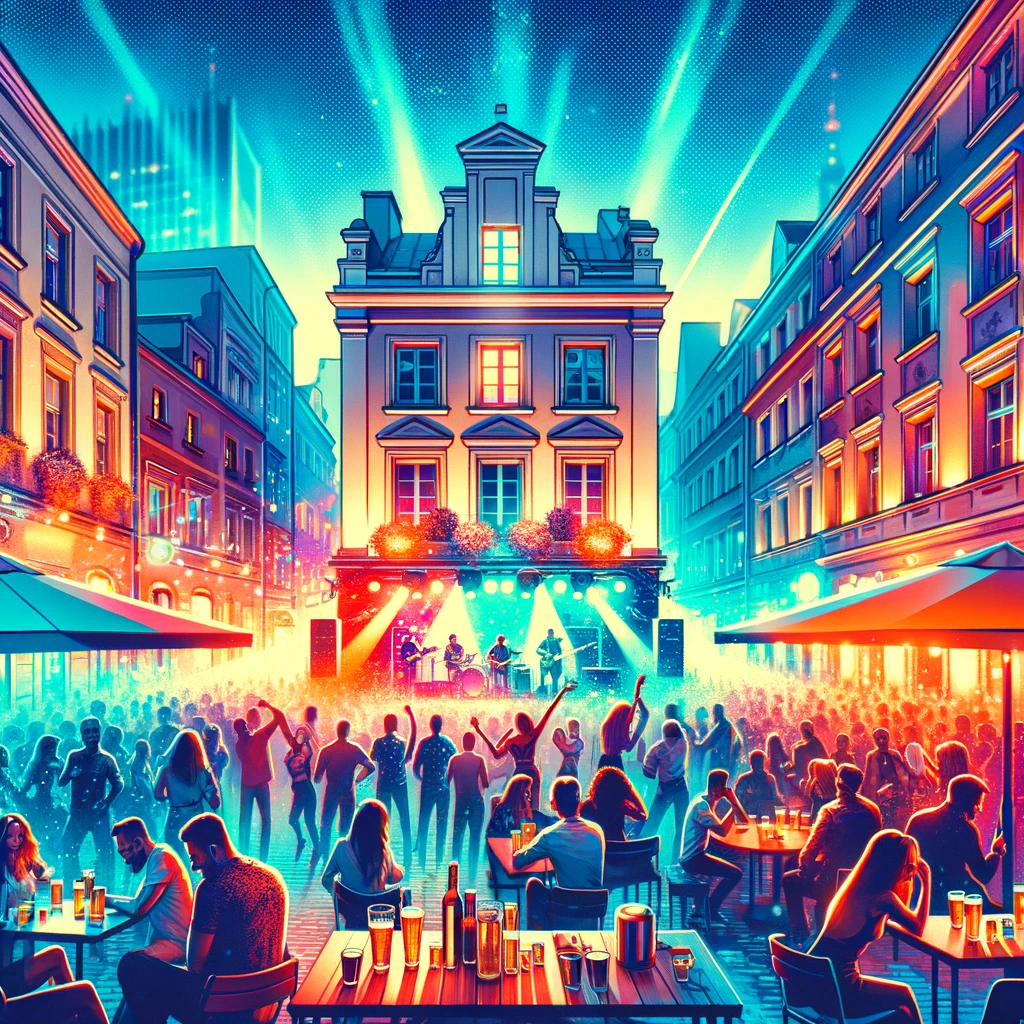 Energetic Nightlife Scene in a Warsaw Club