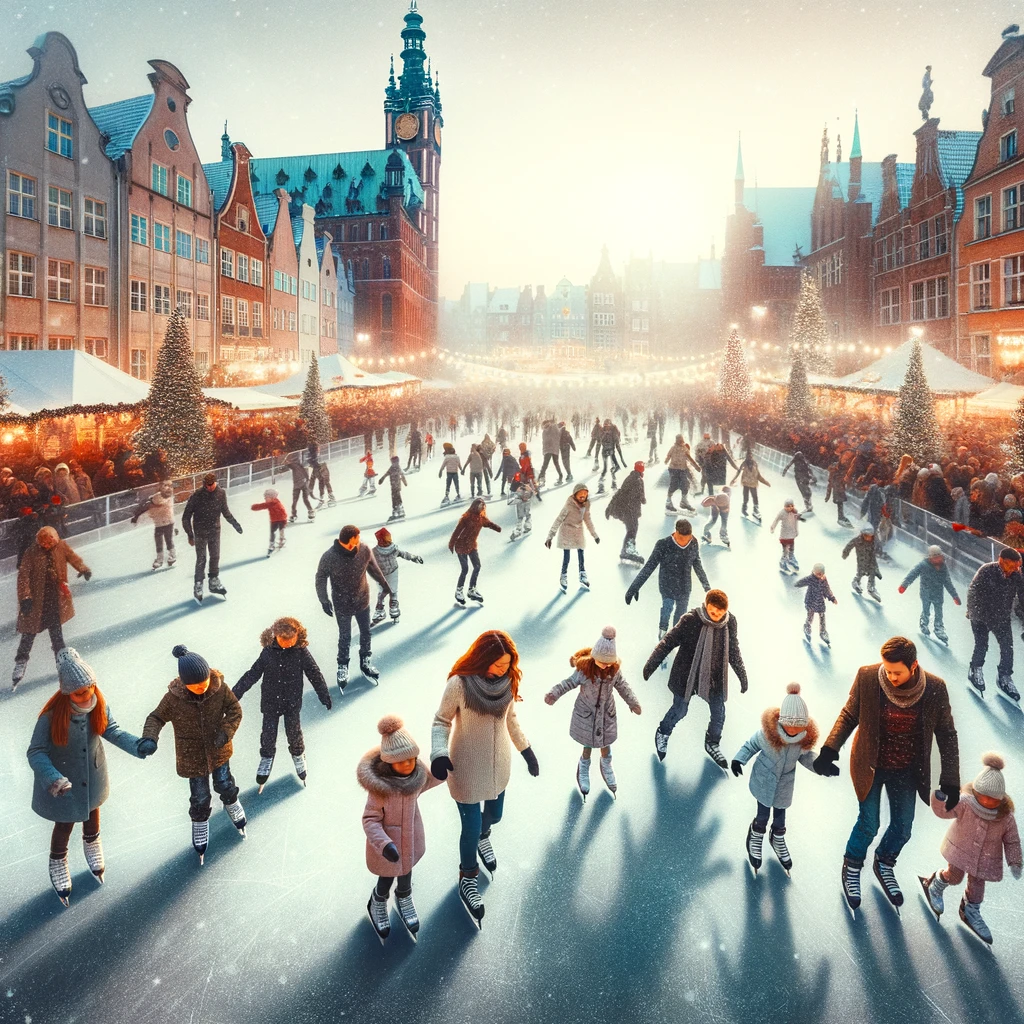 Family Ice Skating in Gdansk's Winter Wonderland