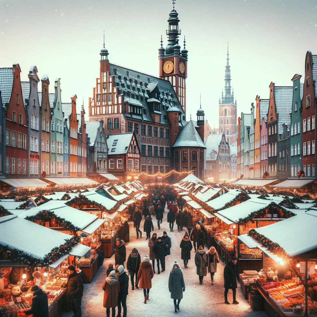 Vibrant Local Market in Winter Gdansk