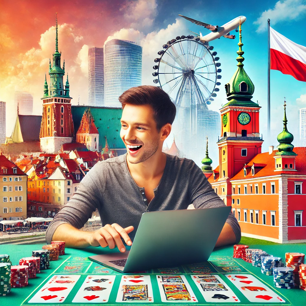 Traveler playing on a legal online casino in Poland