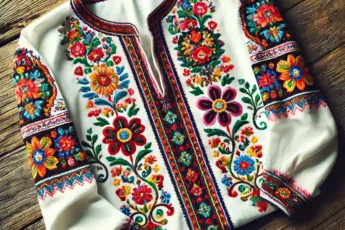 Traditional Ukrainian vyshyvanka with embroidery patterns