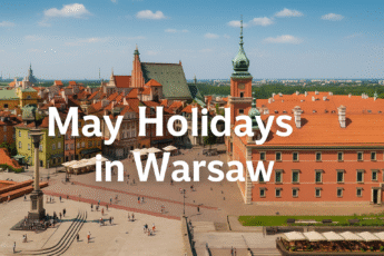 May Holidays in Warsaw – view of Castle Square with Royal Castle, Sigismund's Column, and Old Town in spring sunlight