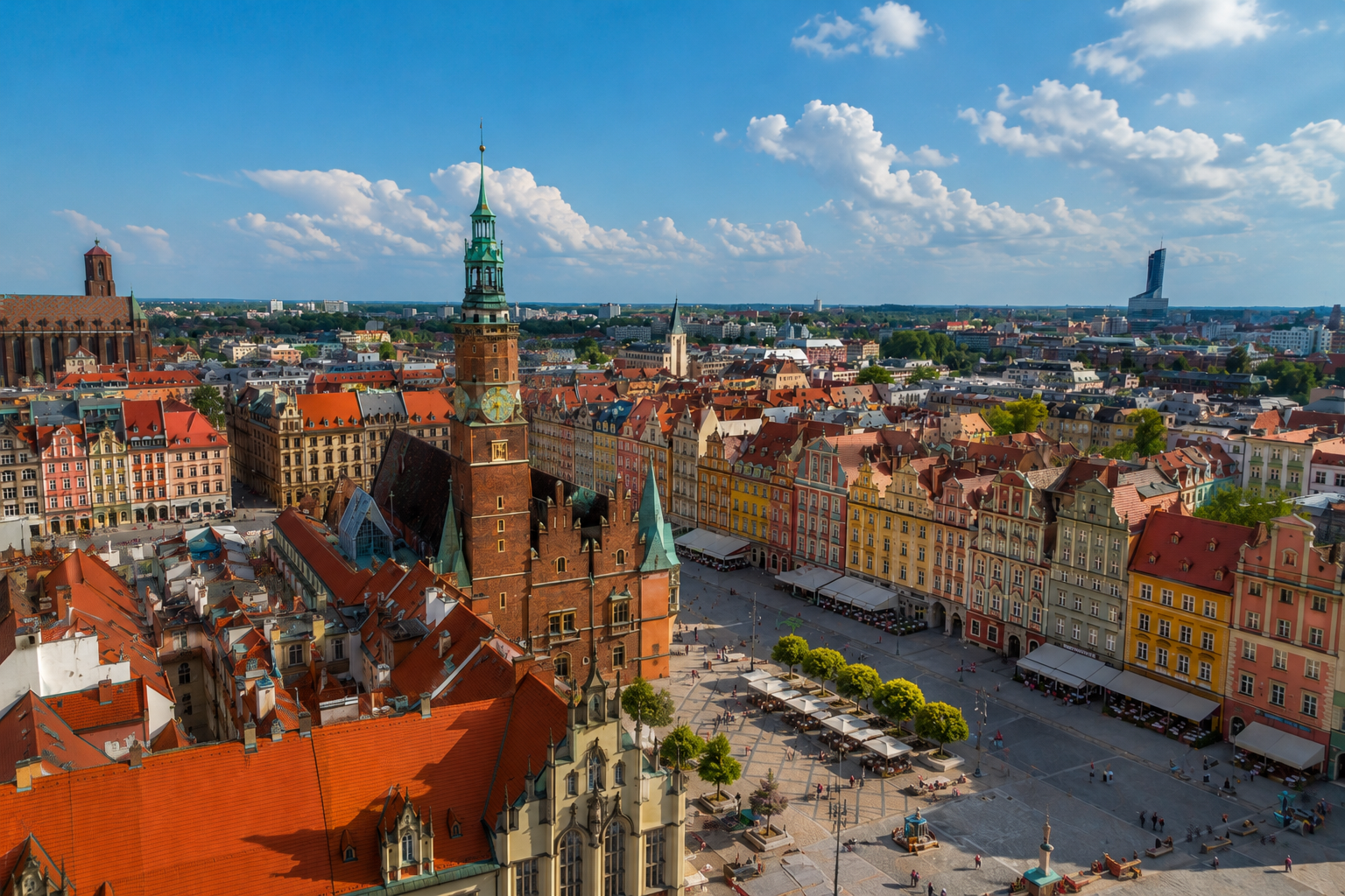 Panoramic view of Wrocław Market Square and Old Town Hall during a two-day visit to Wrocław